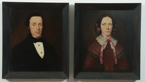 American School, Pair of Portraits, 19th C