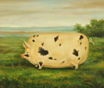 Manner of John Mile-Gloucester Pig, Signed Harris