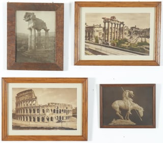Four Sepia Prints of Ruins & 'End of the Trail'