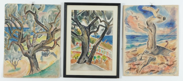 C. Bertram Hartman - Olive Trees, Cassis - W/C