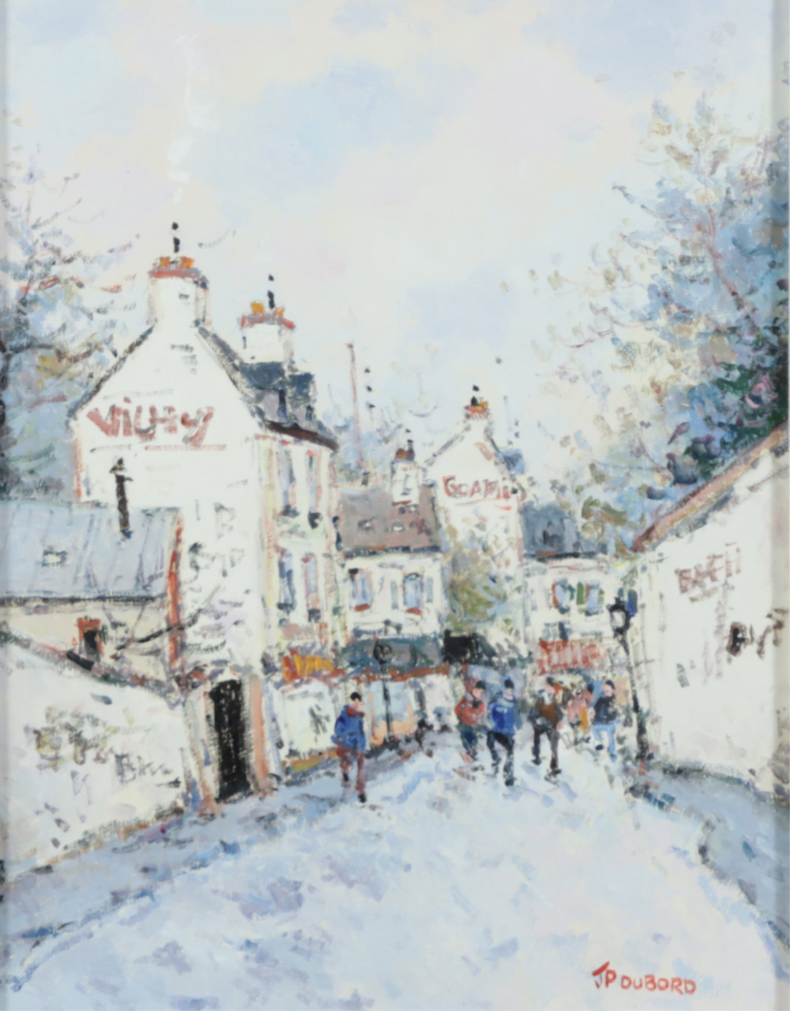 Jean-Pierre Dubord - Vieille Rue Montmartre: Jean-Pierre Dubord (French, b. 1949) Vieille Rue Montmartre, oil on canvas, signed lower right, signed and titled verso. 14 x 10.5" Framed 23.75 x 20.5"