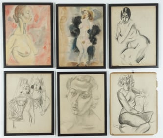 C. Bertram Hartman - 3 Nudes - Pastel/Charcoal