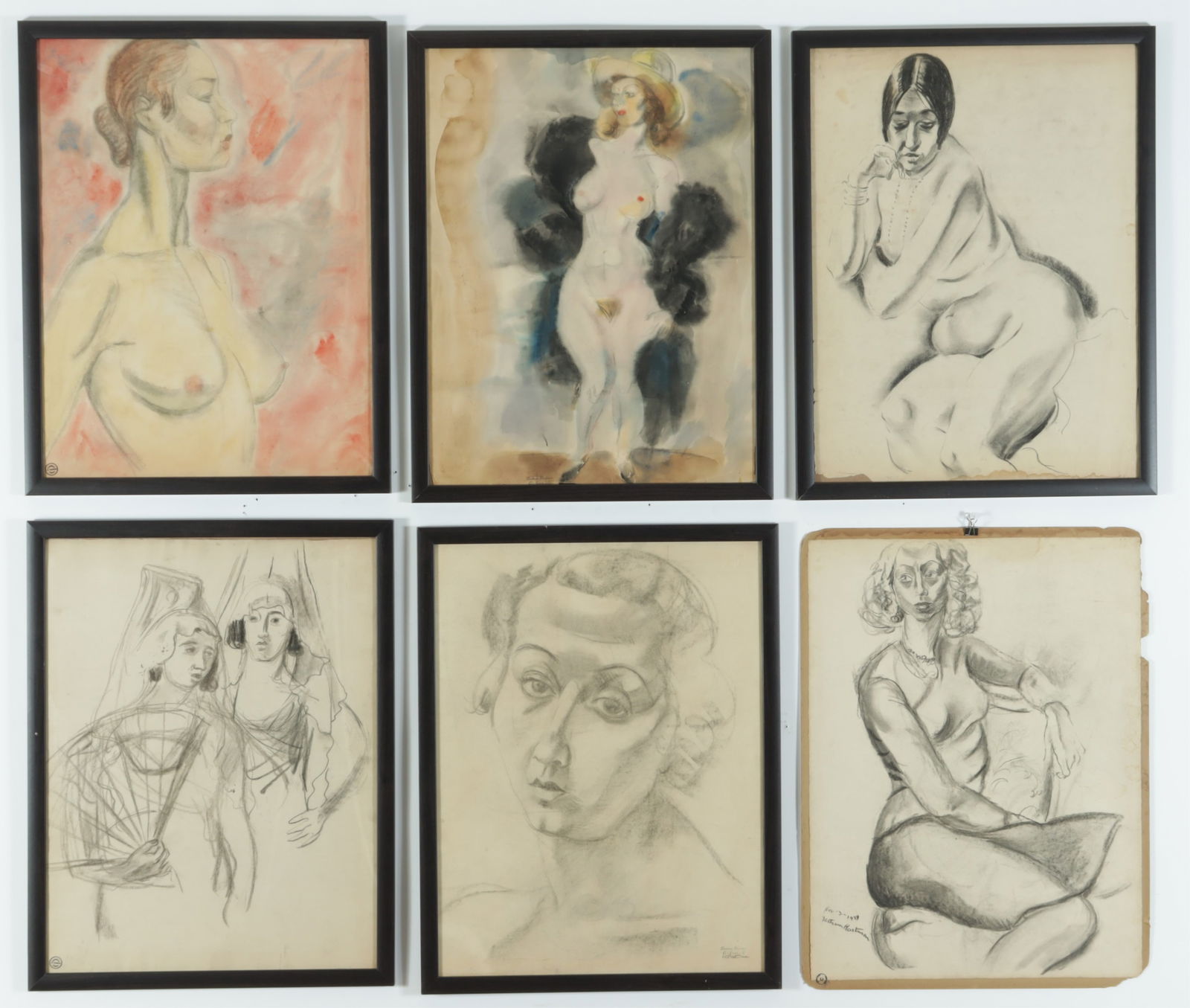 C. Bertram Hartman - 3 Nudes - Pastel/Charcoal (1 of 12)