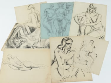 C. Bertram Hartman - 15 Nudes - Charcoal