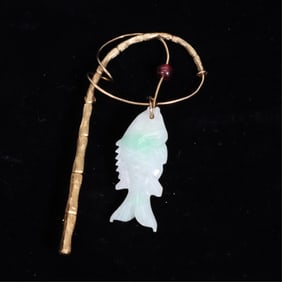 Jadeite Fly Fishing Brooch