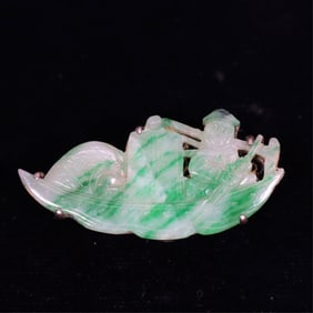 Asian Carved Jadeite Pin