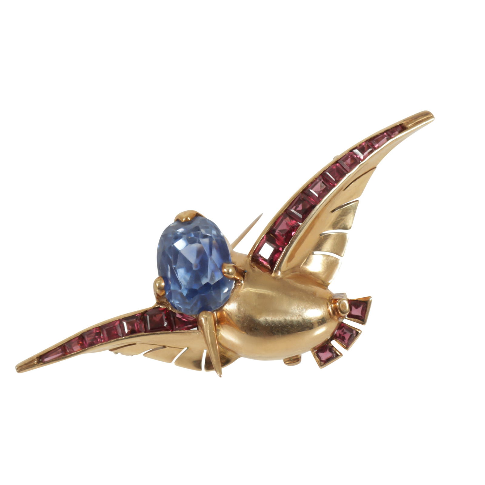 Tourmaline and Sapphire Humming Bird Brooch (1 of 3)