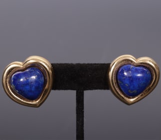 Pair of 14K Gold and Lapis Earrings