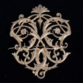 18K Yellow Gold Foliate Pin