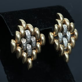 14K Gold and Diamond Panther Link Earrings
