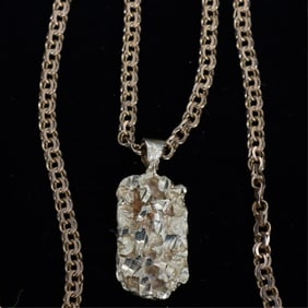 14K Yellow Gold Brutalist Pendant and Chain