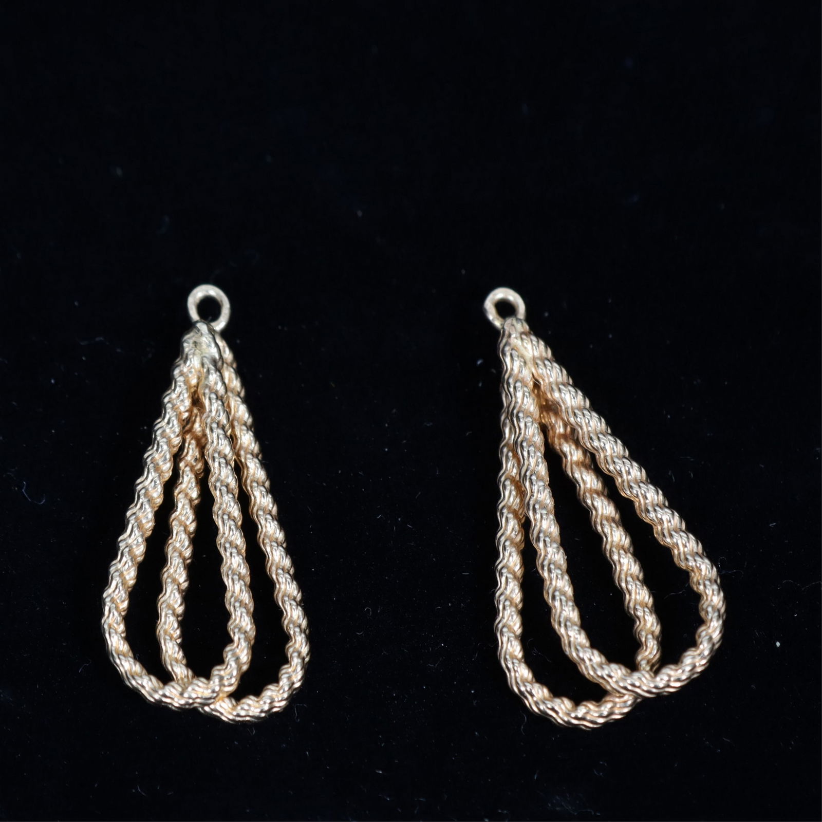 Pair of 14K Yellow Gold Rope Twist Drop Earrings (1 of 2)