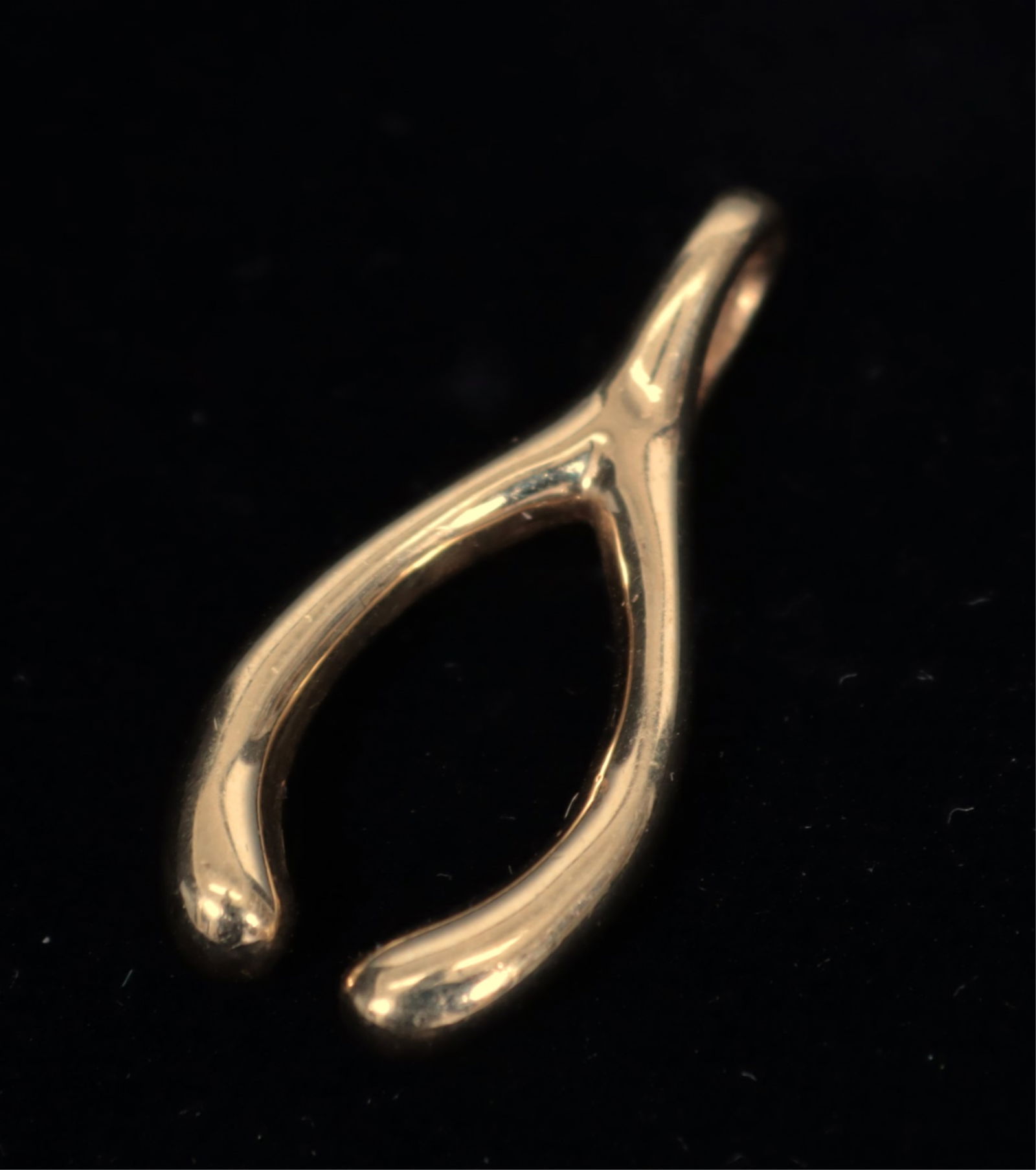 14K Yellow Gold Wishbone Charm Pendant (1 of 2)
