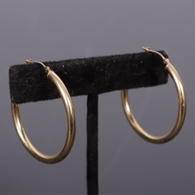 Pair of 14K Yellow Gold Hoop Earrings