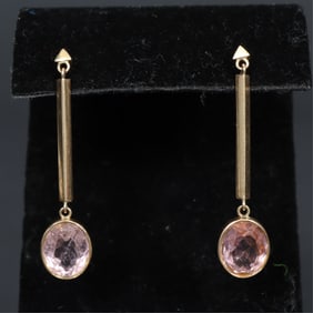 Pair of 14K Gold and Tourmaline Earrings