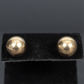 Pair of 14K Yellow Gold Sphere Earrings
