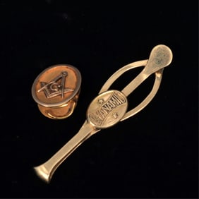 Two 14K and 10K Gold Clips