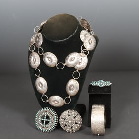 Group of Silver and Turquoise Jewelry