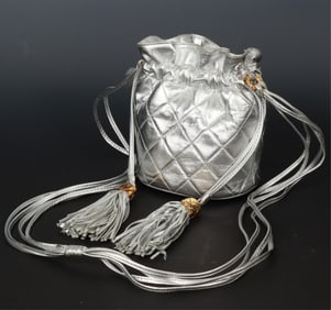 Chanel Metallic Quilted Tassel Bucket Bag