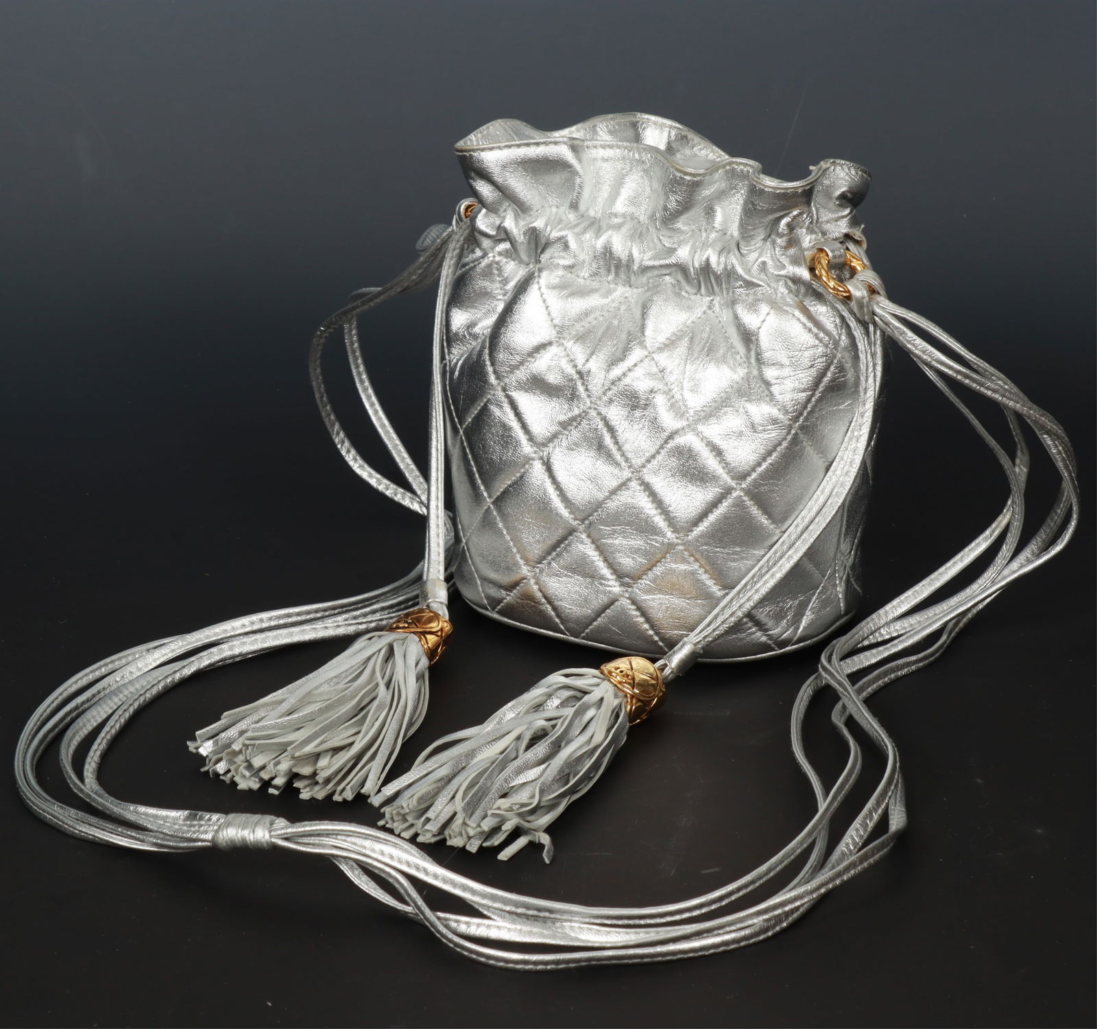 Chanel Metallic Quilted Tassel Bucket Bag (1 of 6)