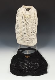Two Vintage Prada Woven Bags