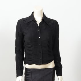 Chanel Black Ruffle Blouse