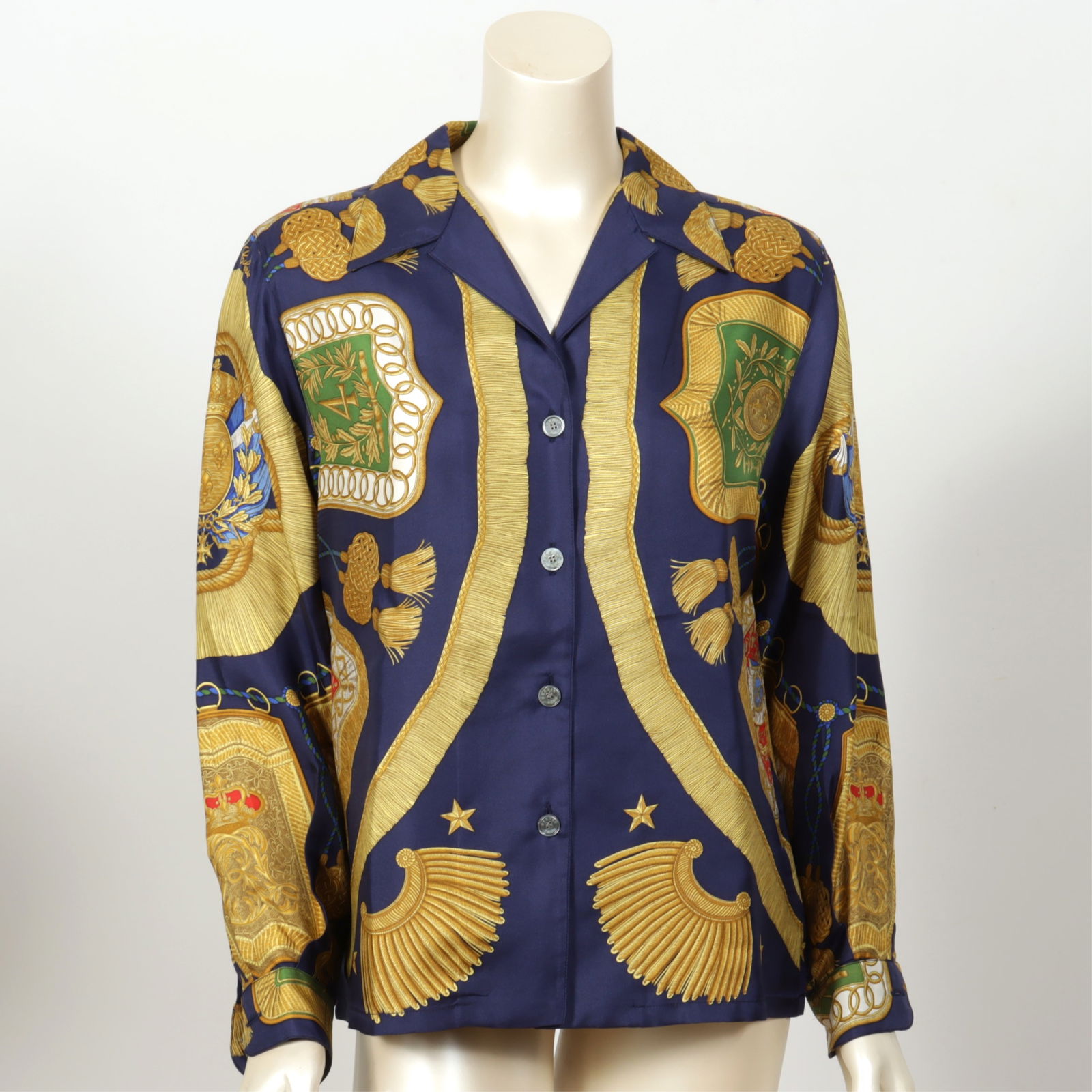 Vintage Hermes Poste et Cavalerie Silk Blouse (1 of 6)