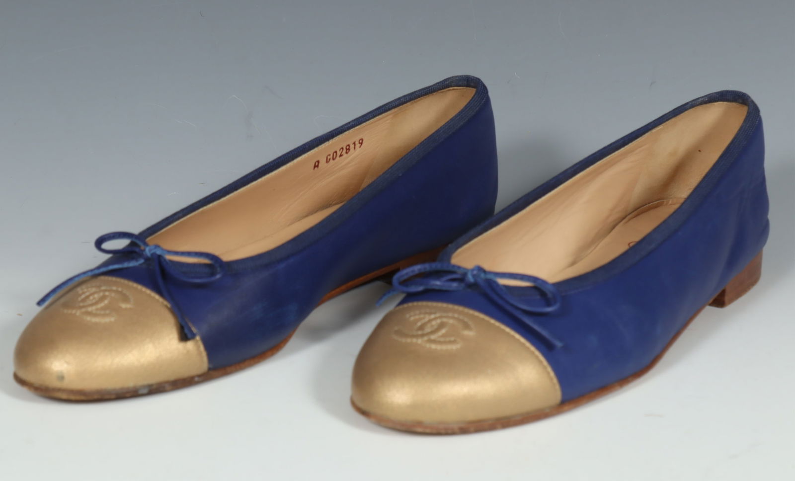 Chanel Blue & Gold Ballet Flats (1 of 8)