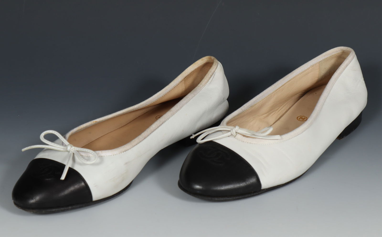 Chanel Black & White Calf Skin Ballet Flats (1 of 8)