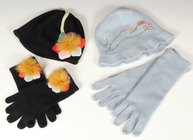 Two Henri Bendel Cashmere Hat & Glove Sets