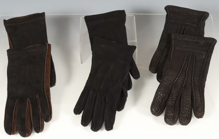 Three Pairs of Loro Piana Suede Gloves