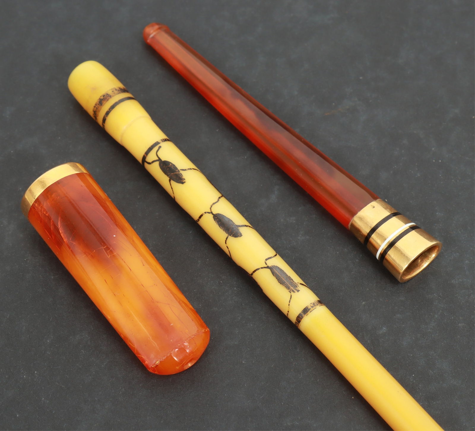 Three Art Deco Bakelite and Gold Cigarette Holders (1 of 7)