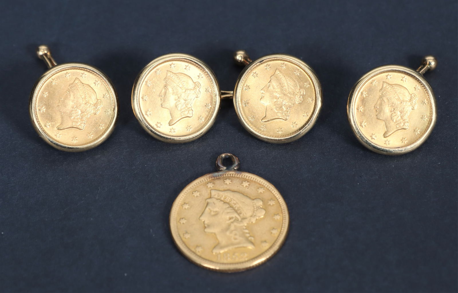 1852 Liberty Gold Coin Pendant & Cufflinks (1 of 3)