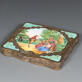 French Silver and Porcelain Compact