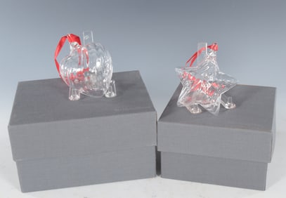 Two Steuben Crystal Christmas Tree Ornaments