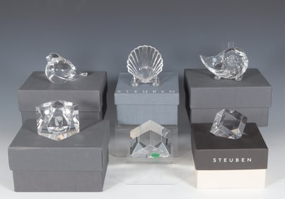 Five Steuben Crystal Paperweights