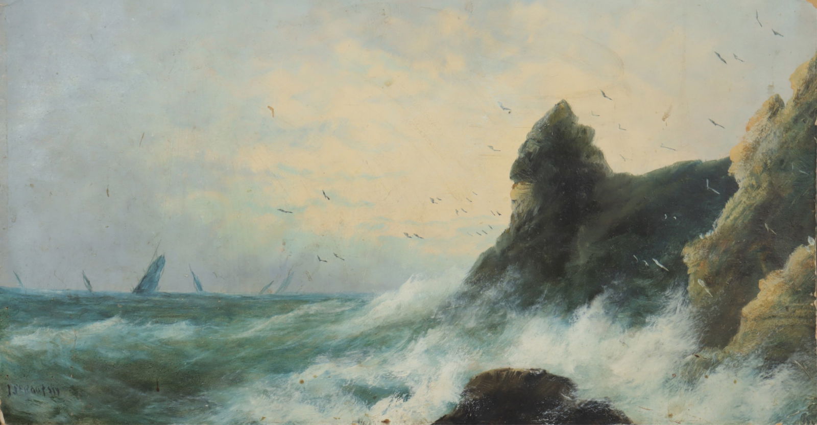 Rocky Coastline Seascape - paint on board (1 of 8)