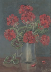 Steven Baylis - Geraniums in Pewter Mug O/P