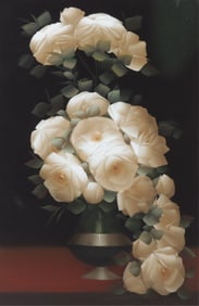 Luiz Carlos Coelho - Still Life of White Roses O/C