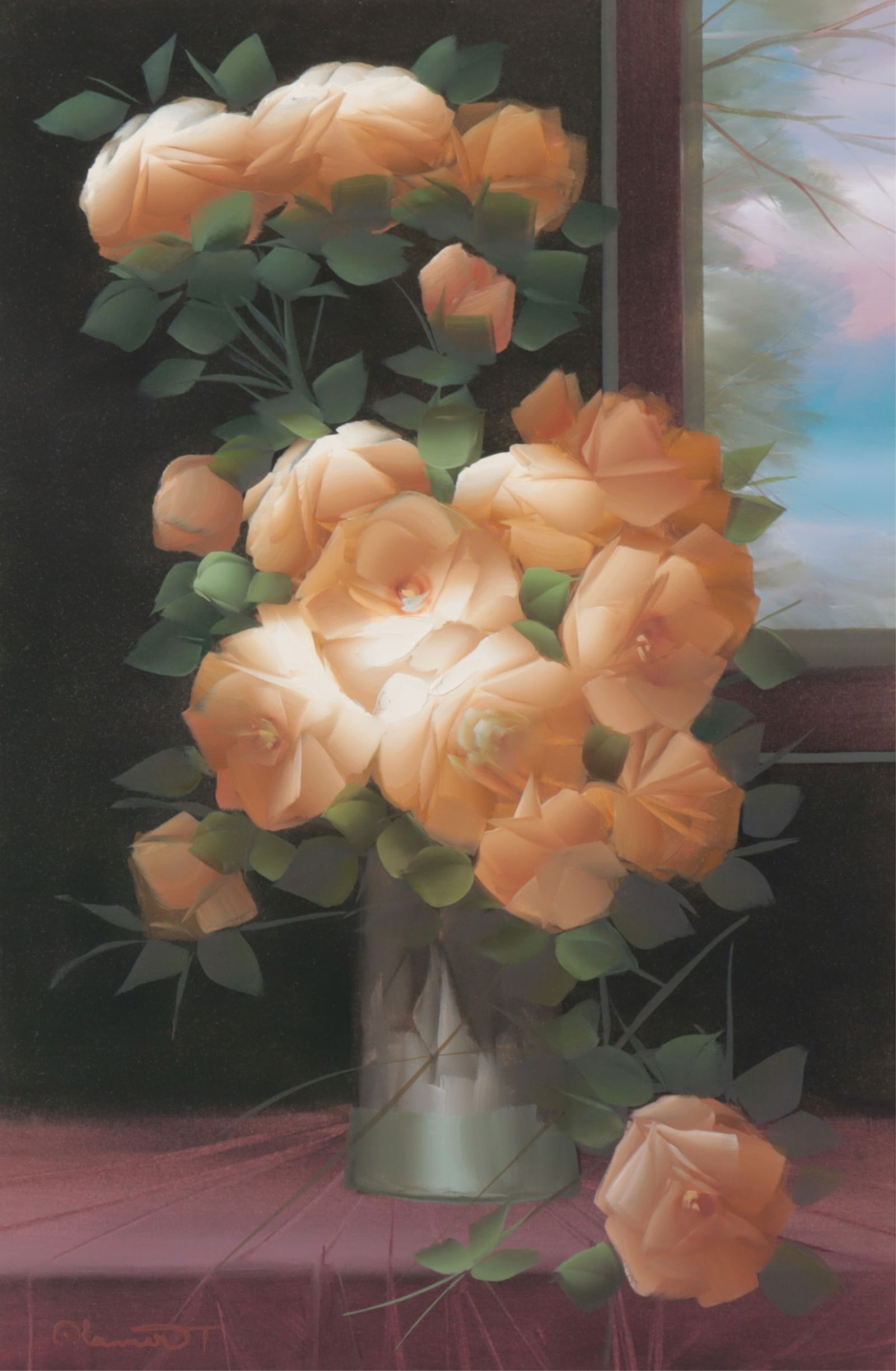 Luiz Carlos Coelho, Still Life of Pink Roses O/C (1 of 8)