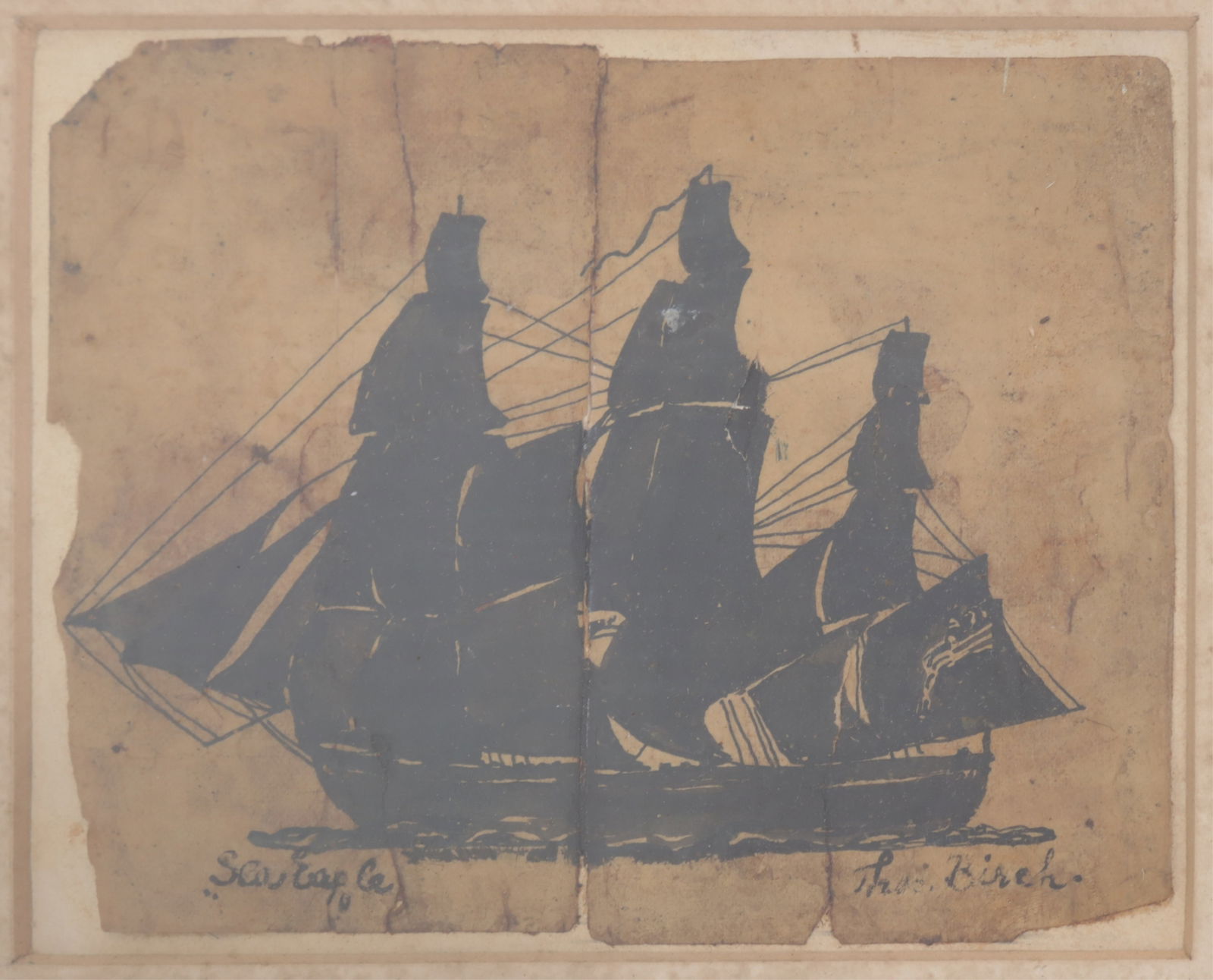 Thomas Birch - Silhouette of the Sea Eagle: Thomas Birch - Silhouette of the Sea Eagle, on Paper, signed and titled lower marginDimensions: Framed 10.5" H x 11.25" WProperty from a Bethlehem, CT collection.