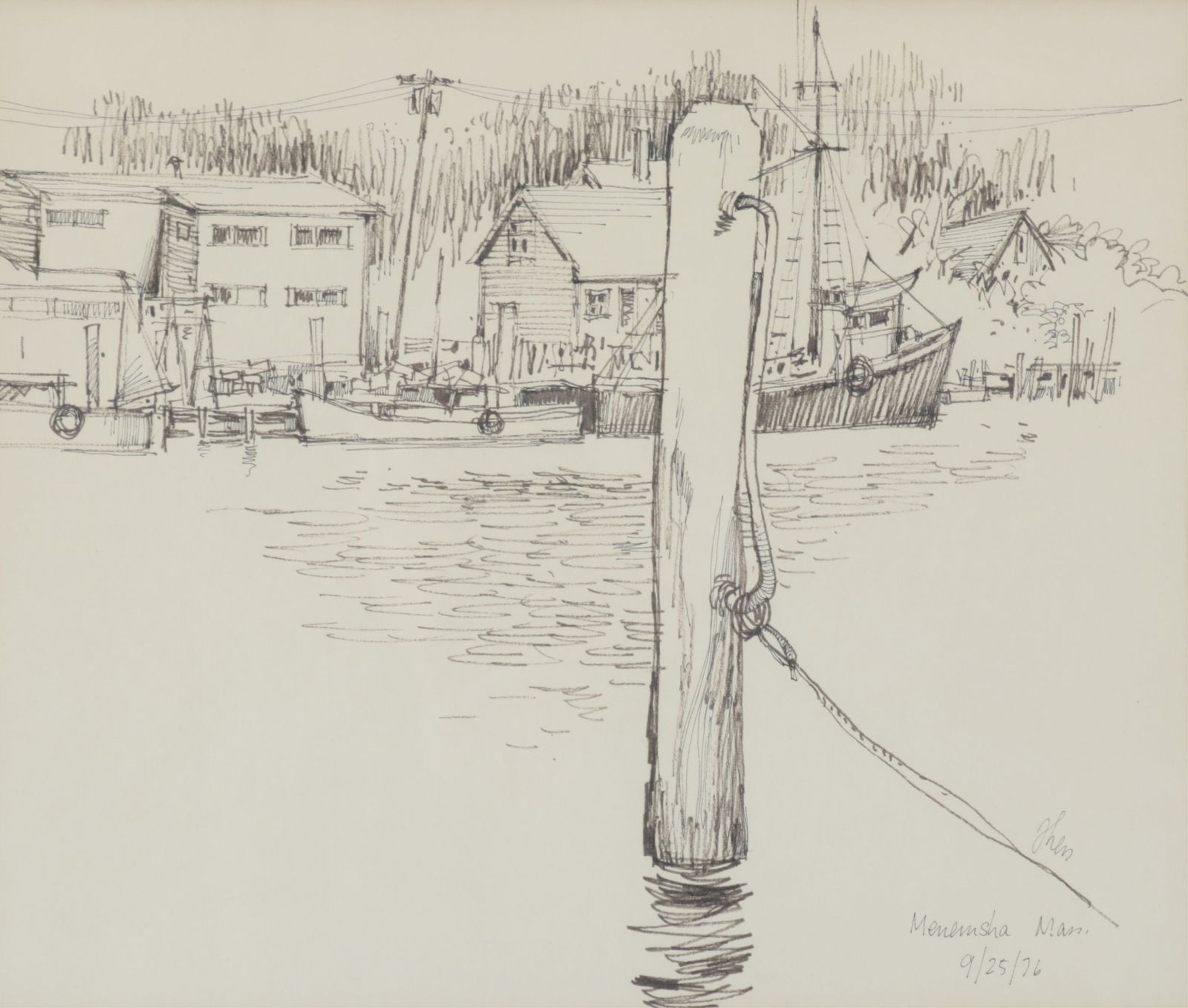 American School - Harbor Ink Drawing, 1976 (1 of 6)
