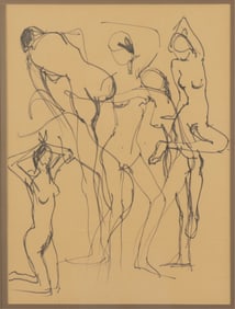 Study of Nudes Ink Drawing, 20th C.