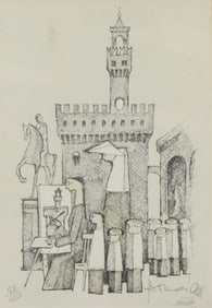 Continental School - Figures in Florence Print
