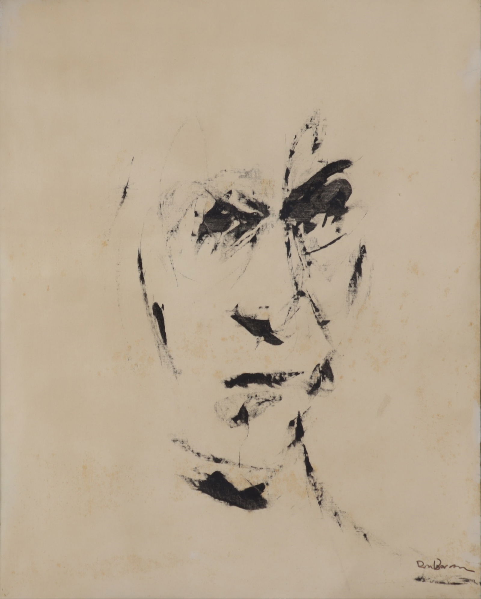 Portrait of a Man, Canvas Print, 20th C: American or Continental School, 20th Century, Portrait of a Man, canvas print laid down, signed indistinctly lower right.Dimensions: 30" H x 24" W Framed 31 1/4" H x 28" WProperty from the estate of N