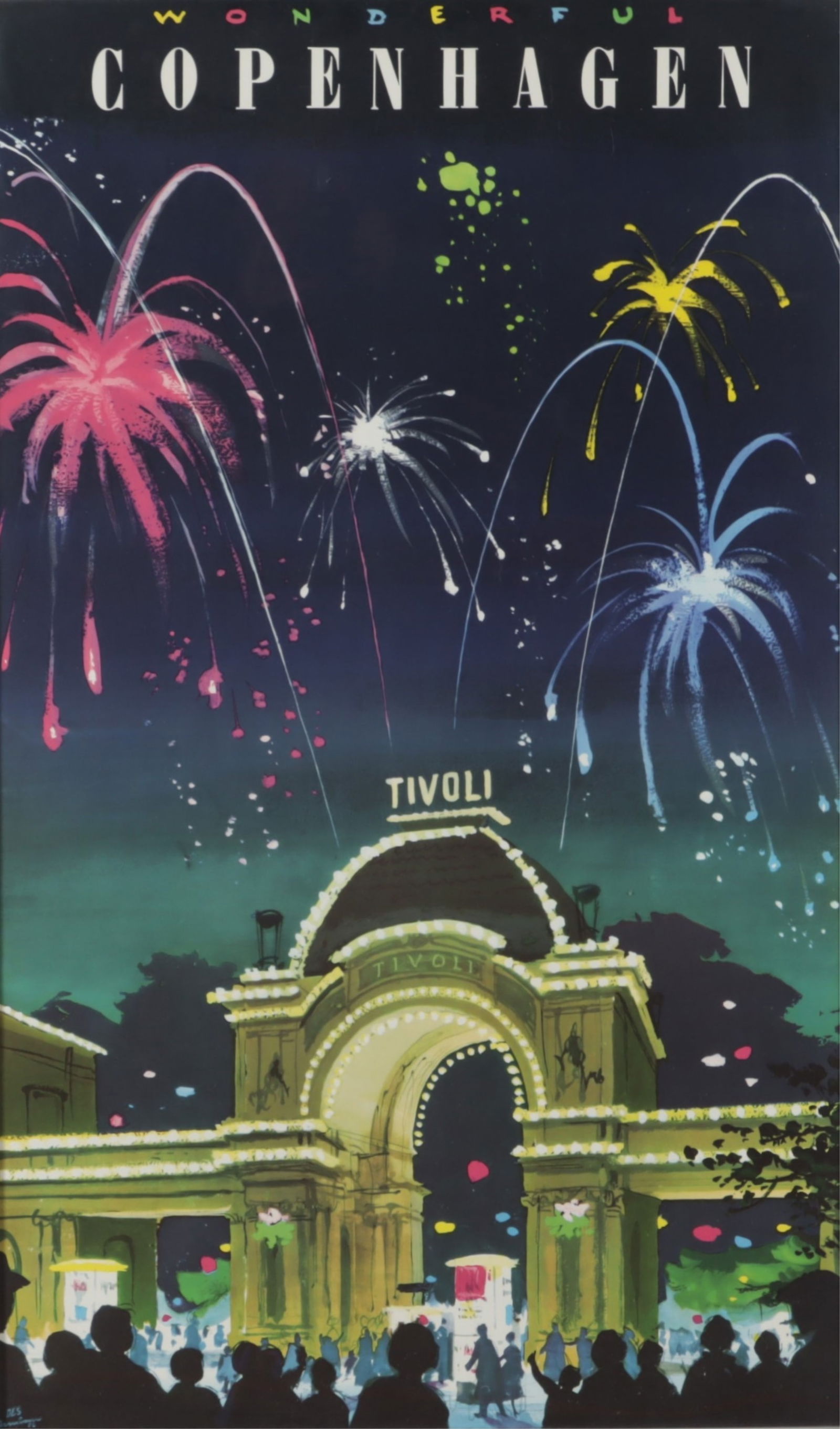 Copenhagen Tourism Poster: Copenhagen Tourism Poster, Designed by Des Asmussen, circa 1960s, signed lower left, lithograph, framed.Dimensions: Frame: 39" H x 24" WProperty from the estate of Nancy Lee Ryan, an accomplished docu