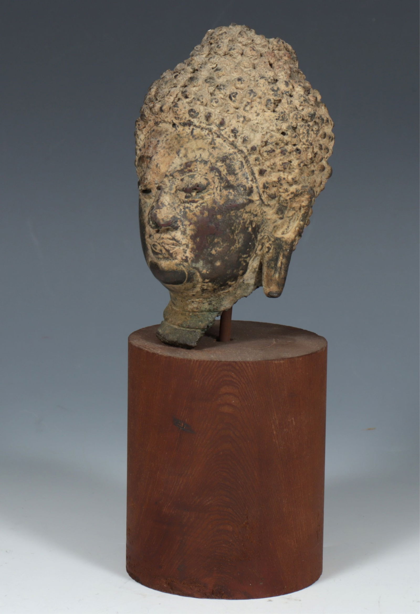 Thai Bronze Buddha Head on Stand (1 of 4)