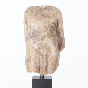 Ptolemaic Style Carved White Marble Torso, 19th C