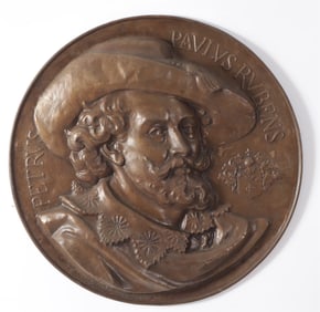 Brass Patinated Metal Repousse Relief of Rubens