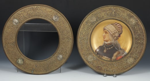 Pair of 19th C. Brass Tondo Frames